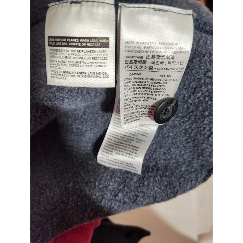 Levi's Sweater Men Large Blue Gray‎ Button Down Cardigan Fleece Jacket Fleece